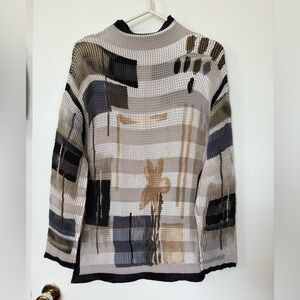 Textured Abstract Long Sleeve Top - Vintage, Size M